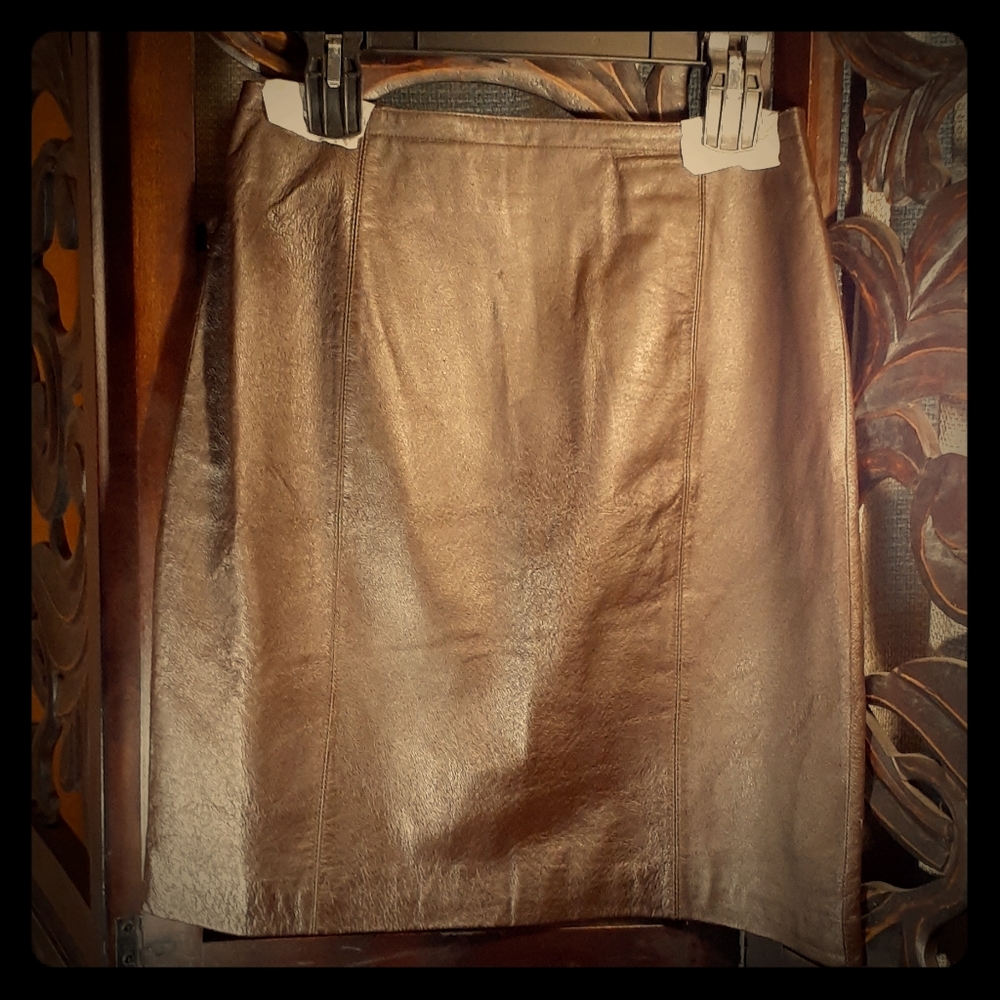 Brown leather skirt
